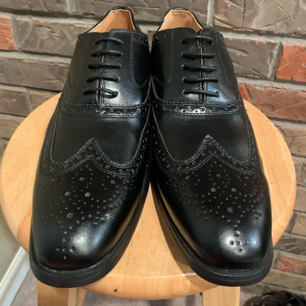 Santino Luciano Style C-391 Men's Black Oxford Dress Shoes Size 10.5